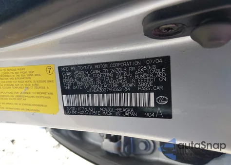 2005 Lexus Es 330 из США, поврежденный, VIN JTHBA30G755062184